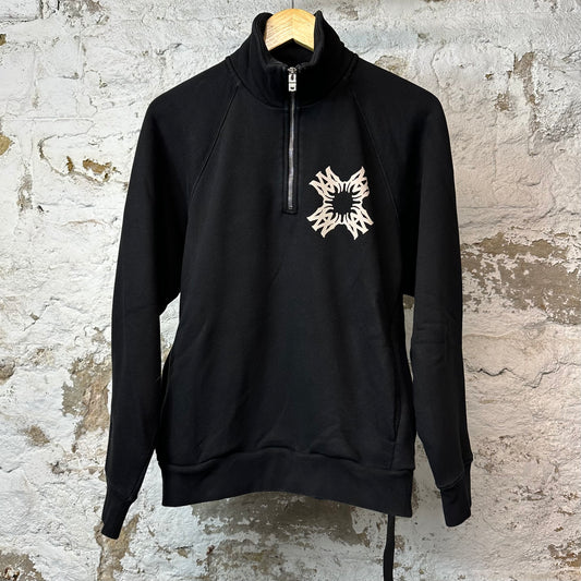 Amiri Cream AM Spiral Logo 1/4 Zip Black Sz S