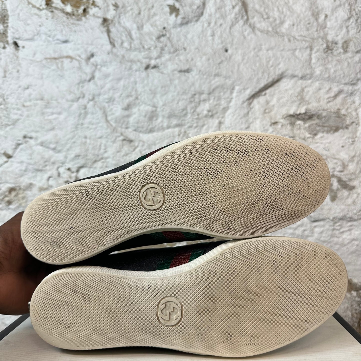 Gucci Bambi Web Black Glitter Stud Sneaker Sz 9.5