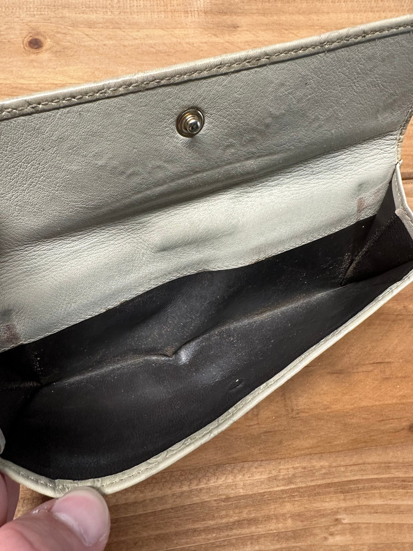 Gucci White Embossed Long Wallet