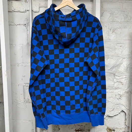 Supreme Blue Checkered Hoodie Sz L