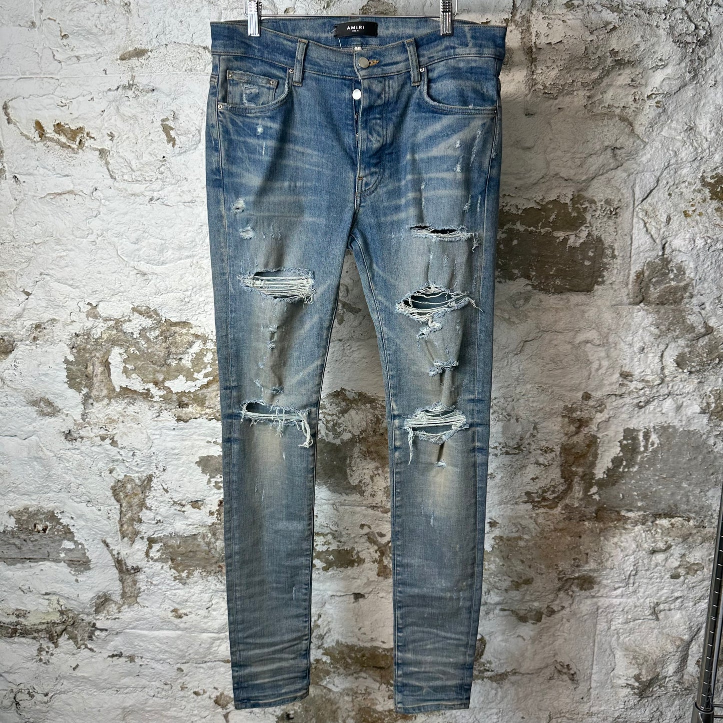 Amiri Distressed Plain Blue Denim Jeans Sz 31