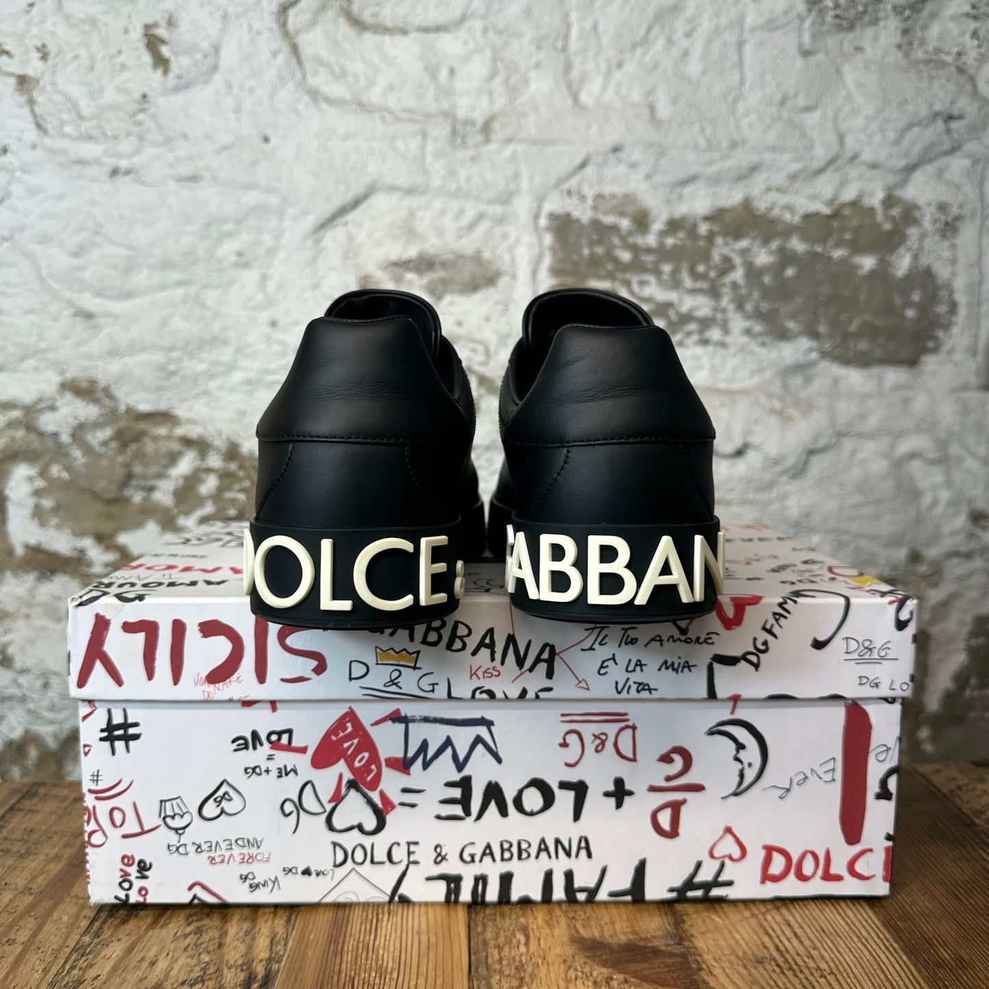 Dolce Gabbana White Black Portofino Sneaker Sz 8