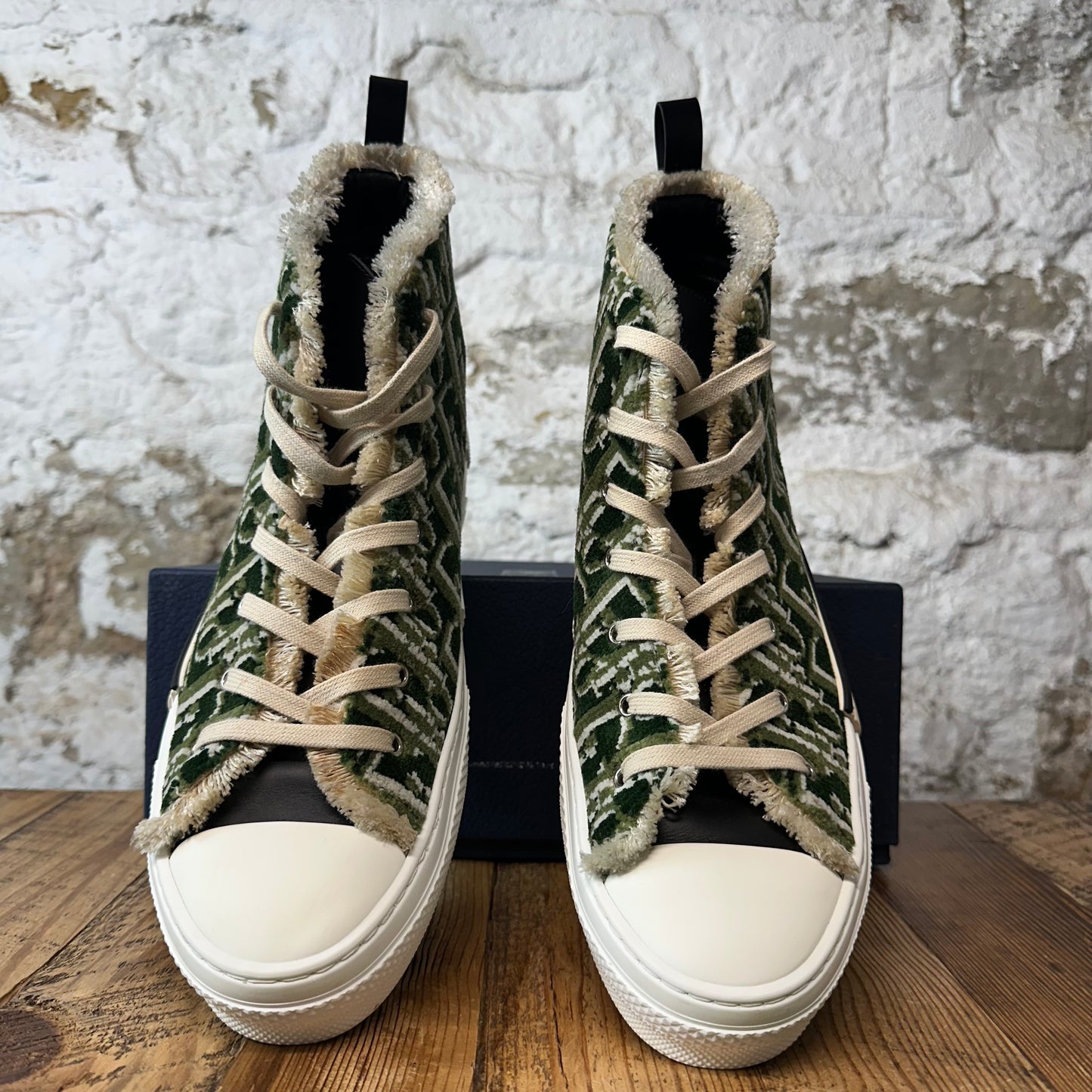 Dior B23 High Green Tapestry Oblique White Sneaker Sz 12 (45)