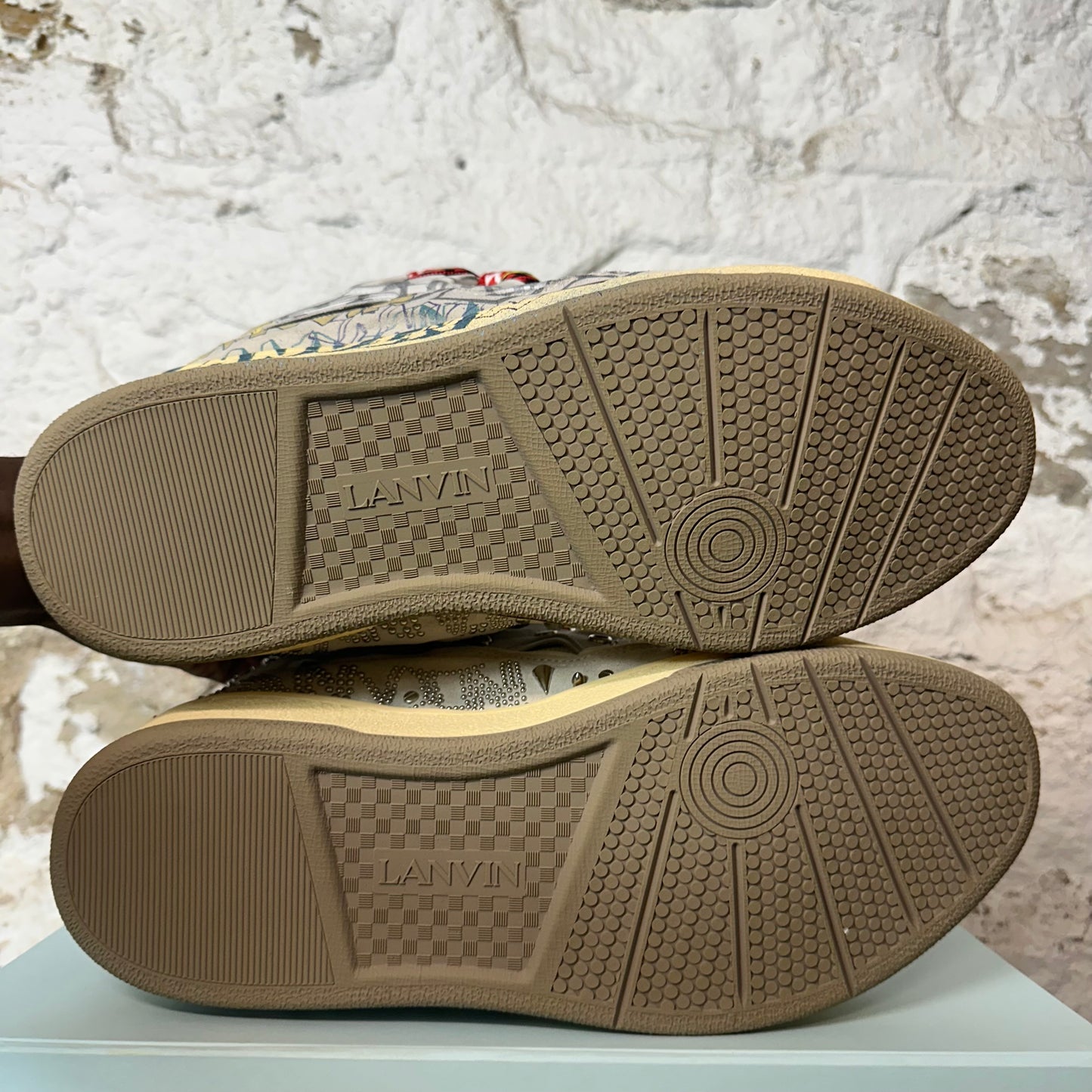 Lanvin Curb Grafitti Studded Grey Sneaker