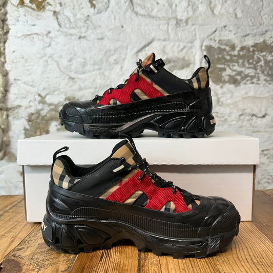 Burberry Arthur Plaid Red Black Sneaker Sz 4.5 (36)