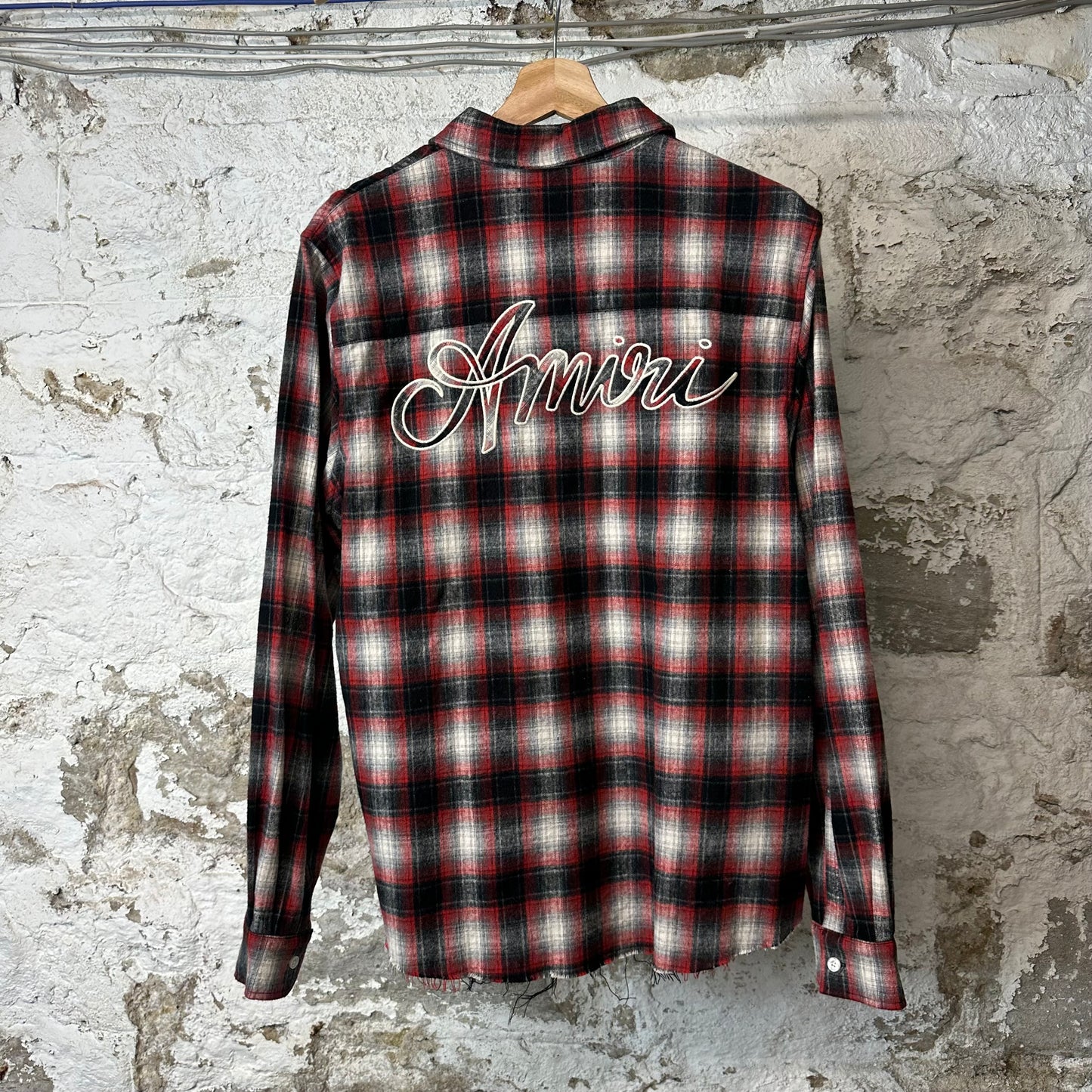 Amiri Red Plaid Swirl Flannel Sz M
