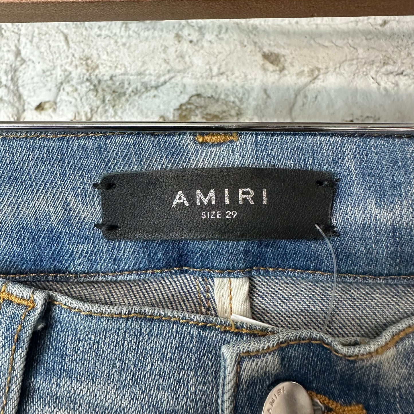 Amiri Embroidered Reaper Logo Blue Denim Jeans Sz 29