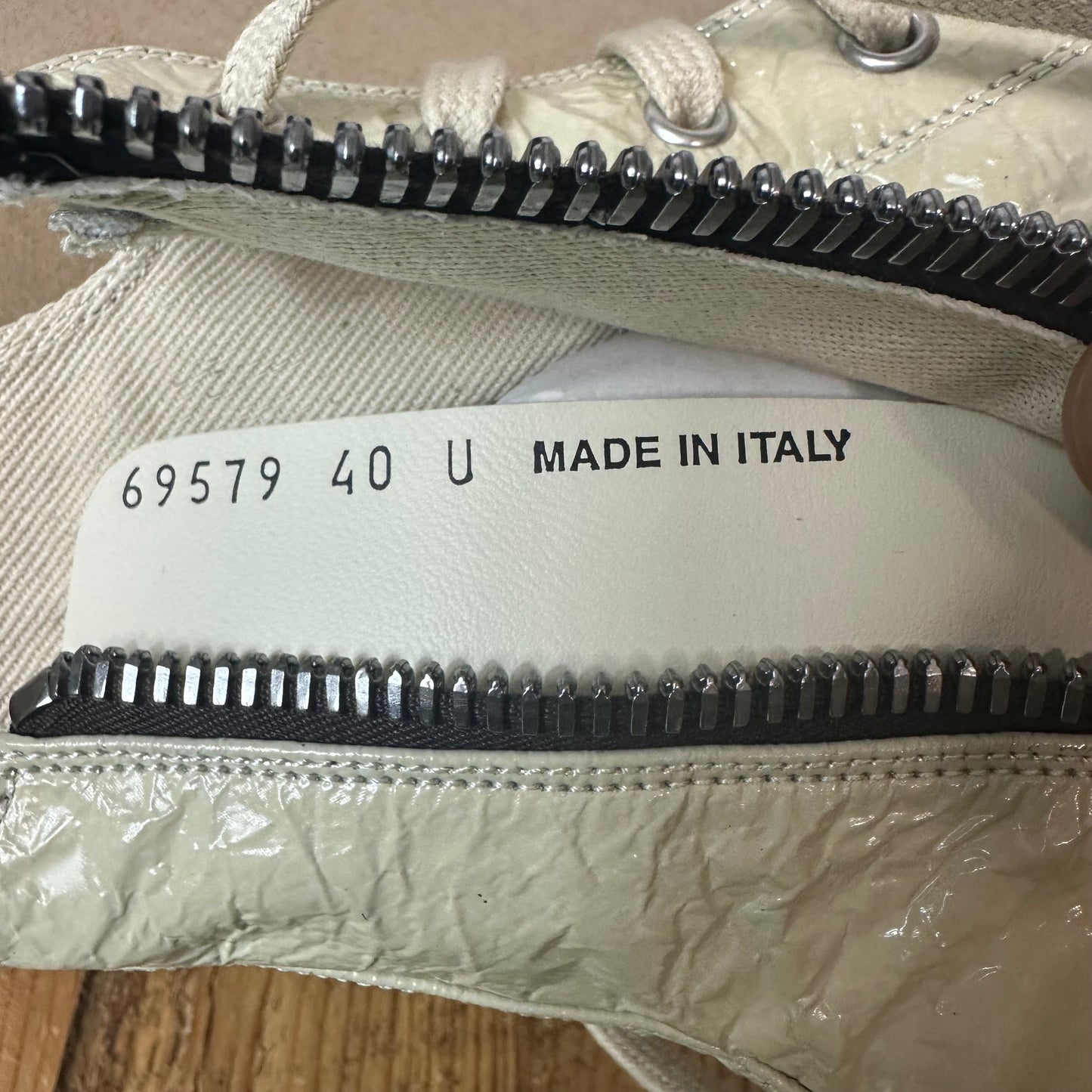 Rick Owens Parchment Milk High Top Sneaker