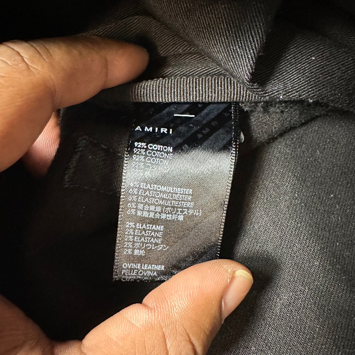 Amiri MX1 Black Leather Black Denim Jeans Sz 29