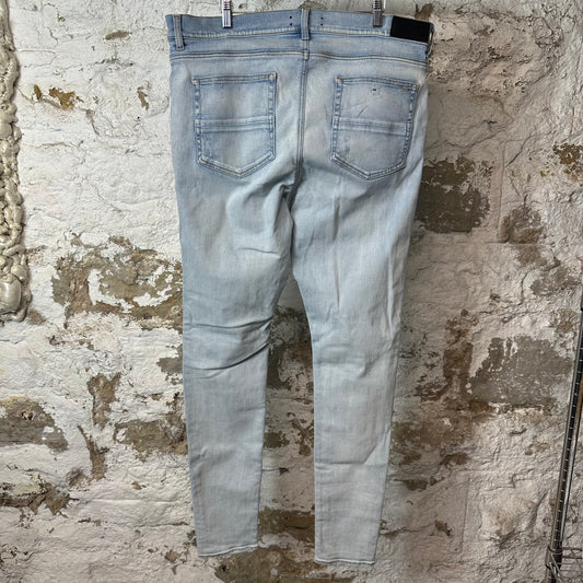 Amiri MX1 Camo Patch Light Blue Denim Jeans Sz 40