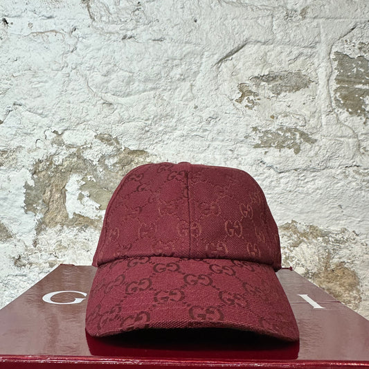 Gucci GG Monogram Burgundy Hat Sz M W/ Box