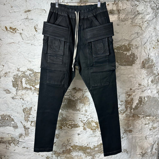 Rick Owens Black Leather Waxed Creatch Pants Sz XS