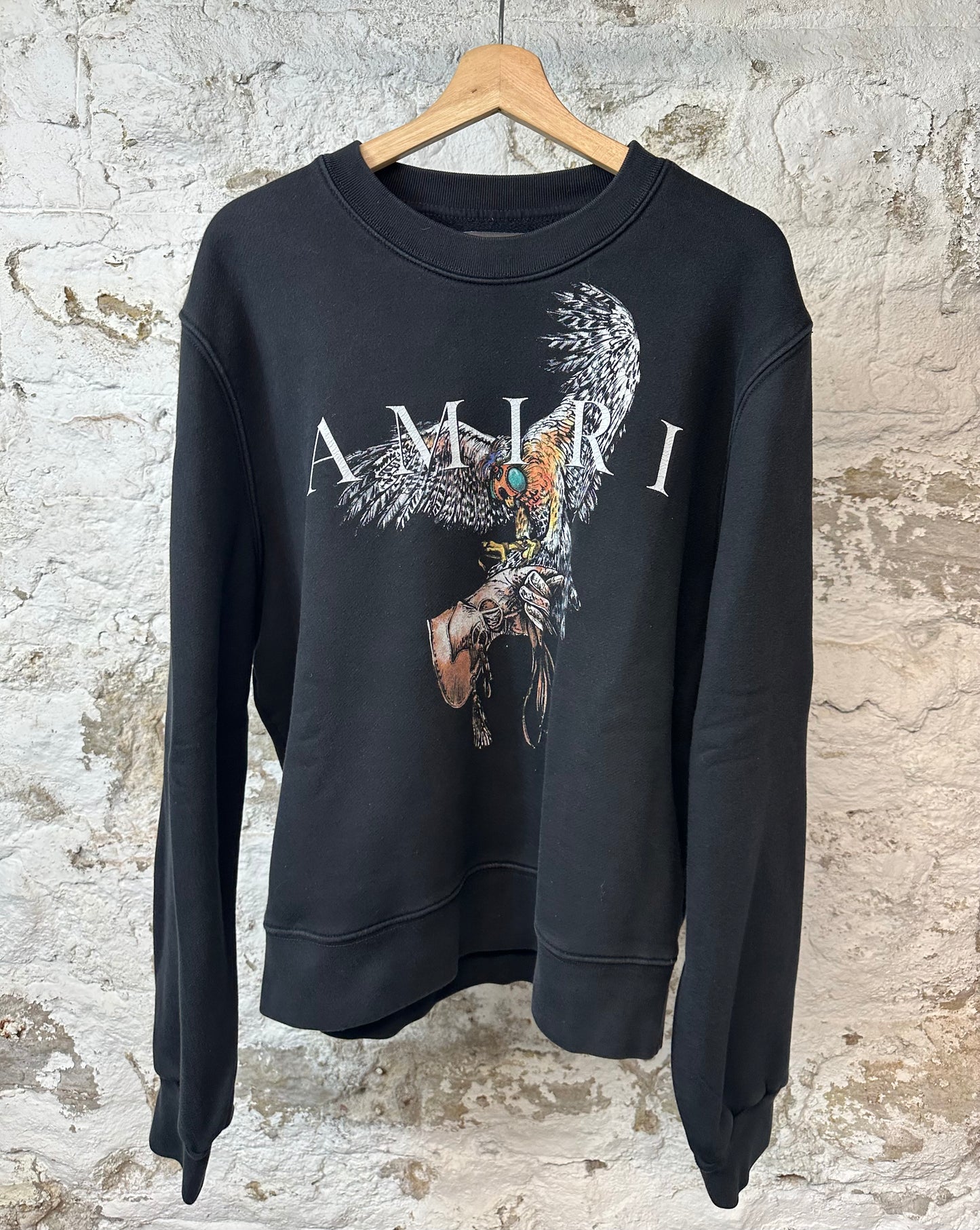 Amiri Eagle Spellout Black Crewneck Sz L