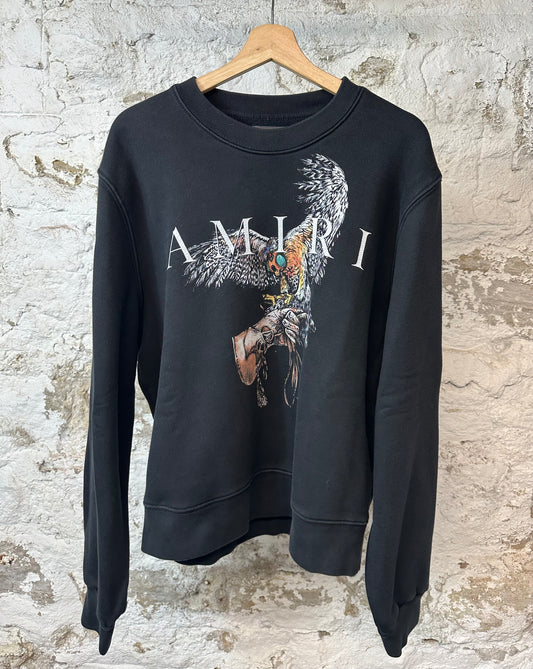 Amiri Eagle Spellout Black Crewneck Sz L