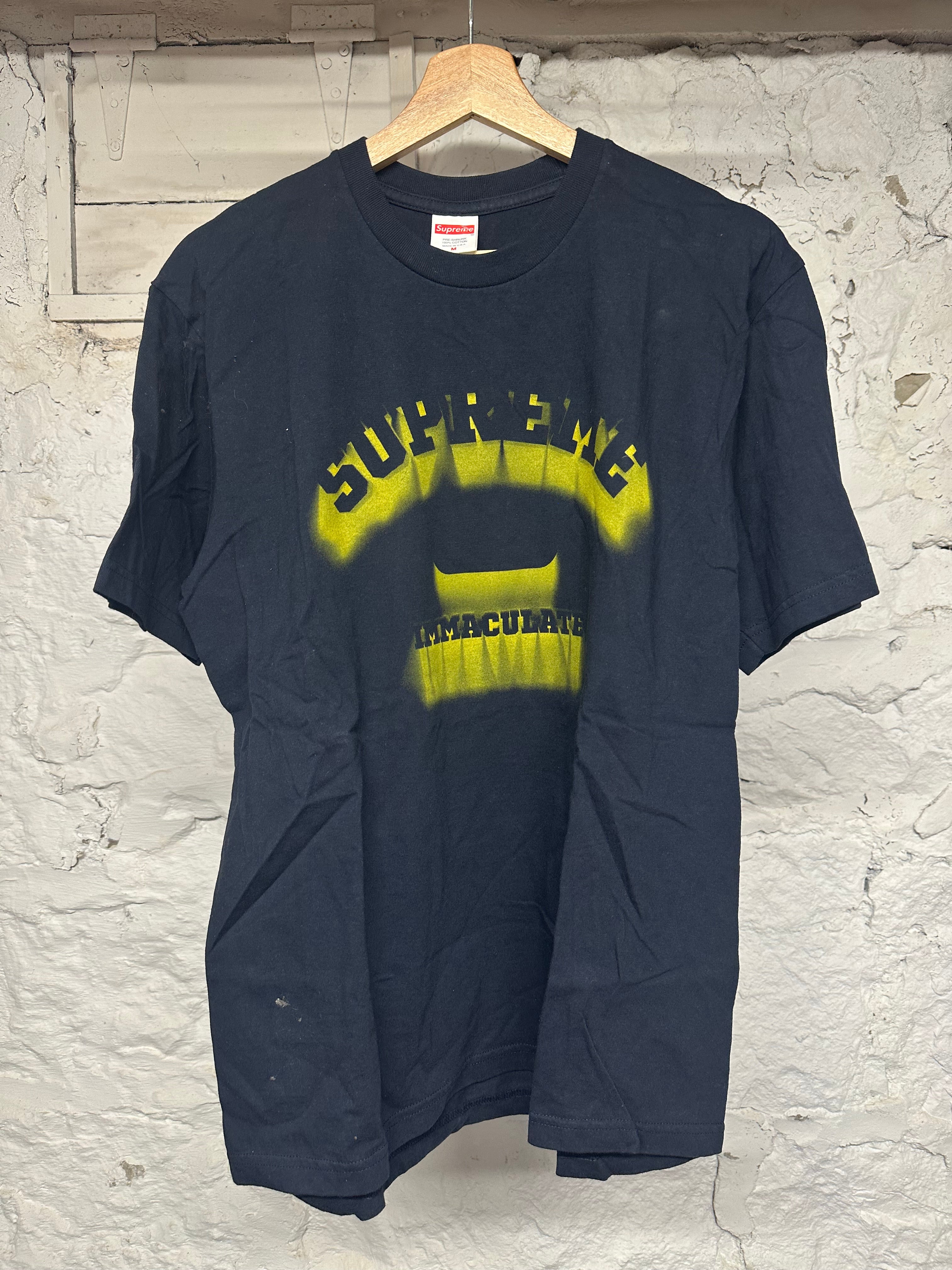 Supreme Fade Spellout Navy Yellow T-Shirt Sz M
