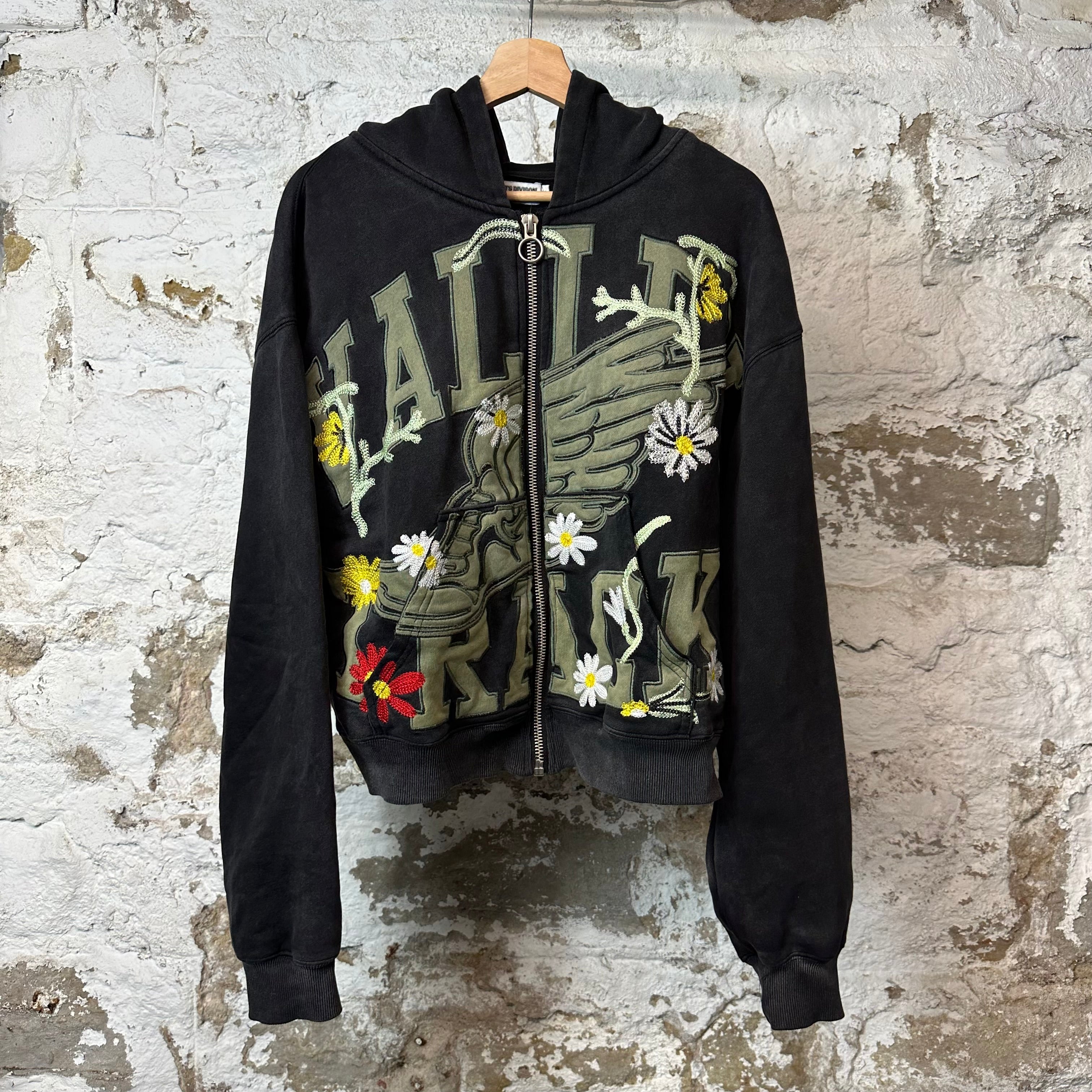 Vale Midnight Garden Zip Up Hoodie Black Sz S