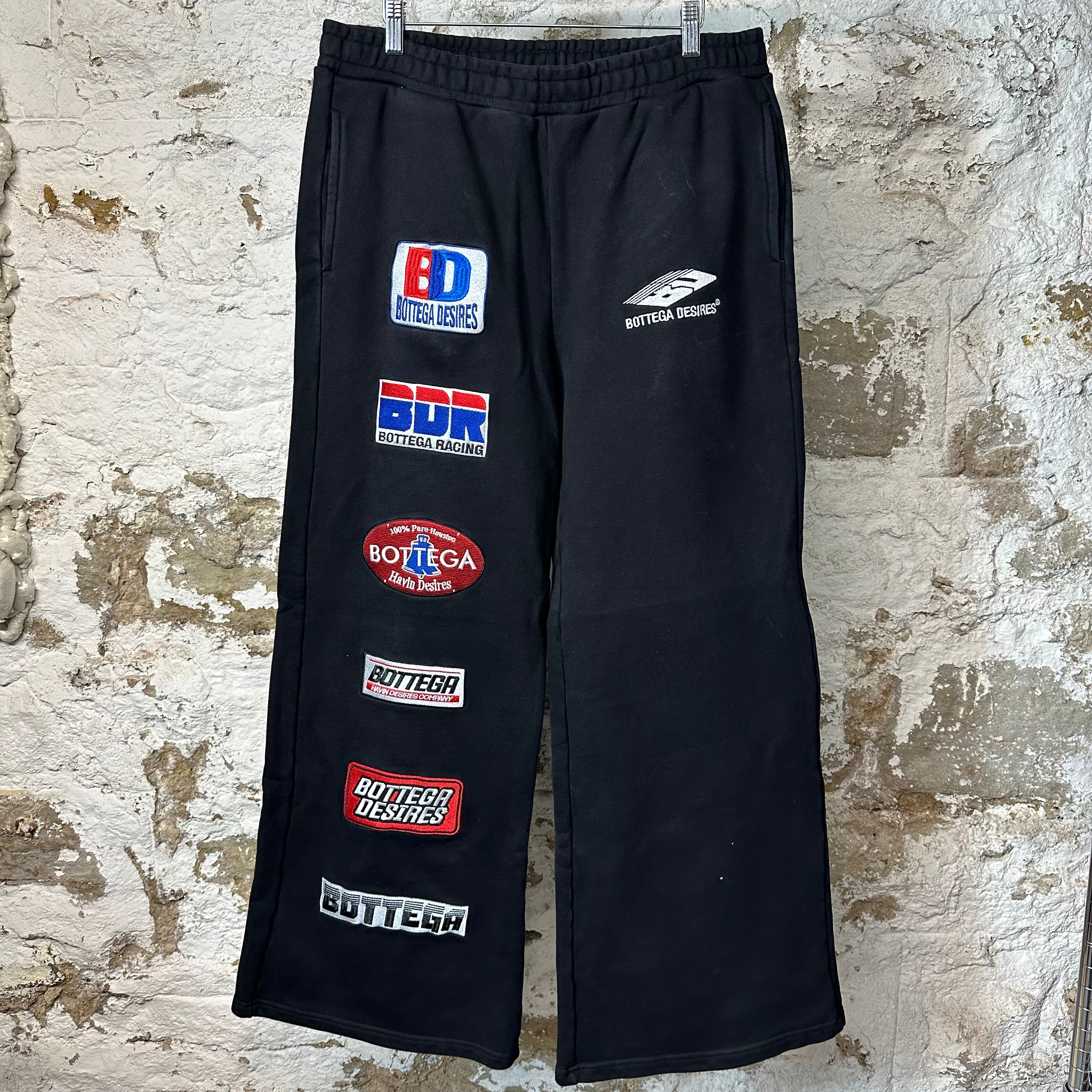 Bottega Desires Logos Black Sweatpants Sz L