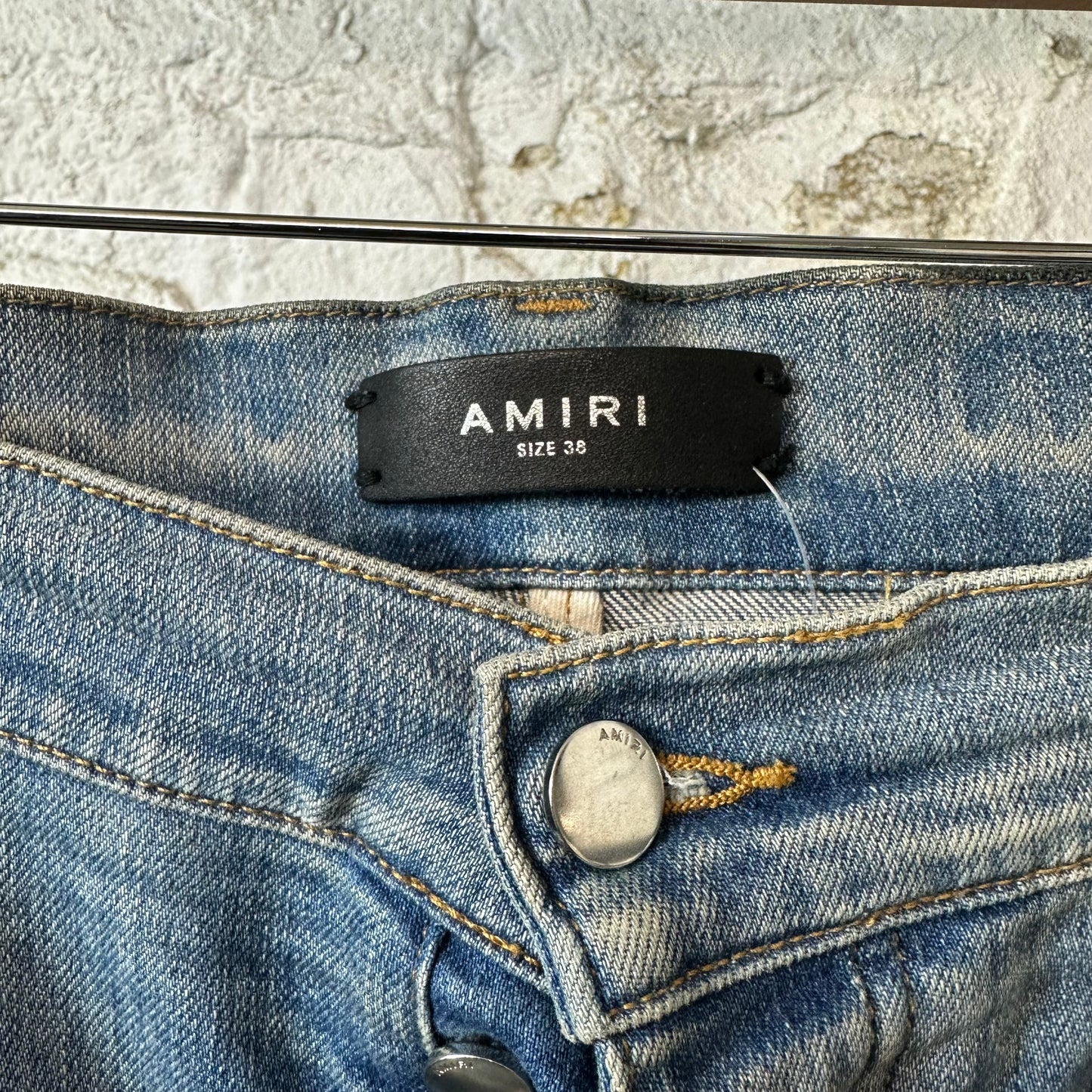 Amiri MX1 Multicolor Black Patch Blue Denim Jeans Sz 38