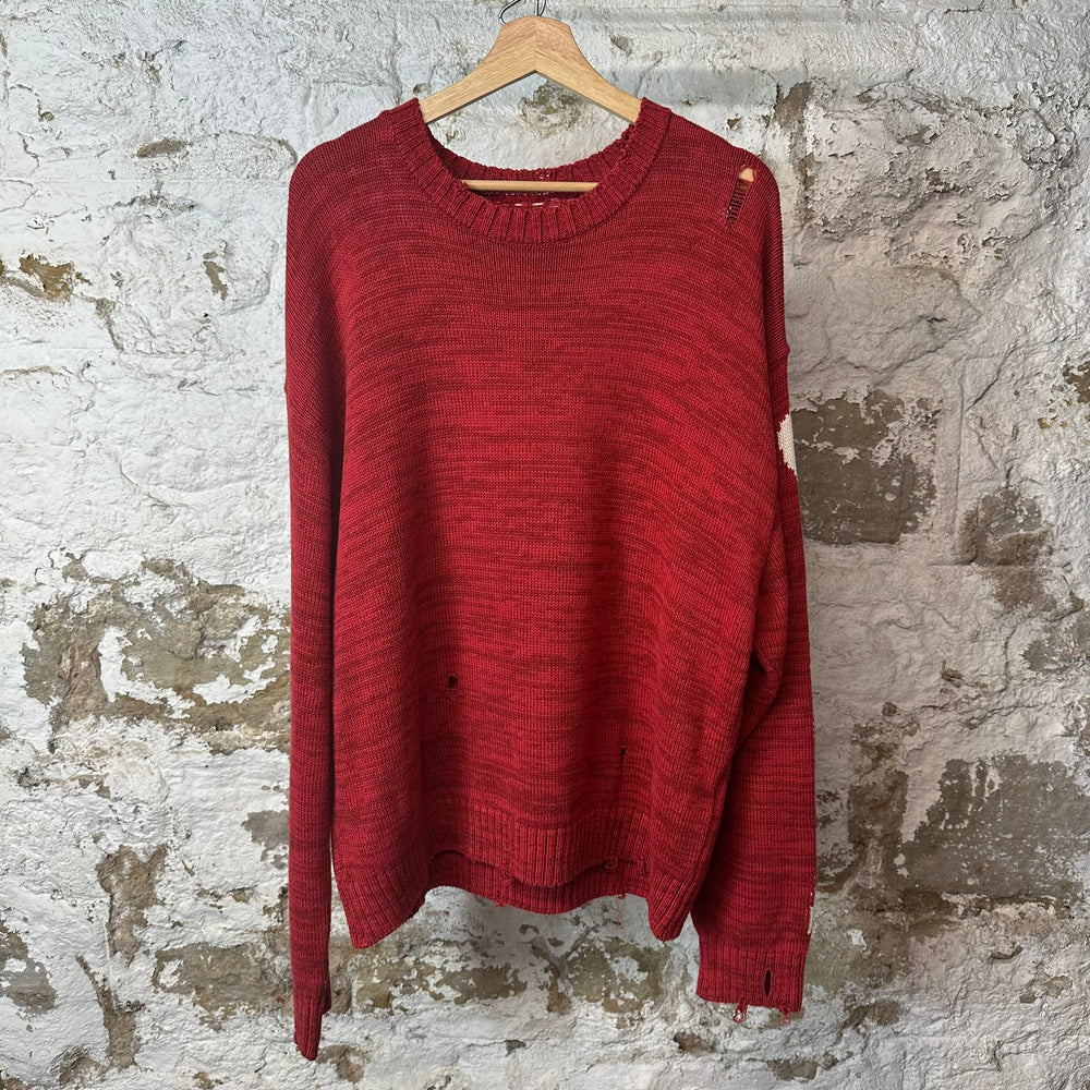 Kapital Kountry 5G Knit Bone Red Crewneck Sz L (3)