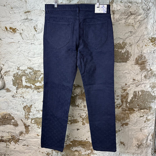 Louis Vuitton Navy Monogram Denim Jeans Sz 34