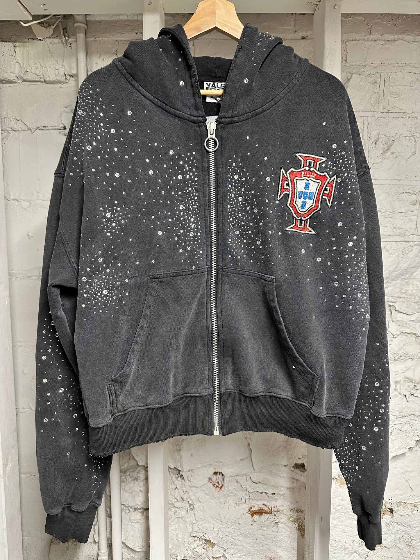 Vale Rhinestones Black Hoodie Sz S