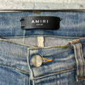 Amiri MX1 Cream Suede Blue Denim Jeans Sz 30