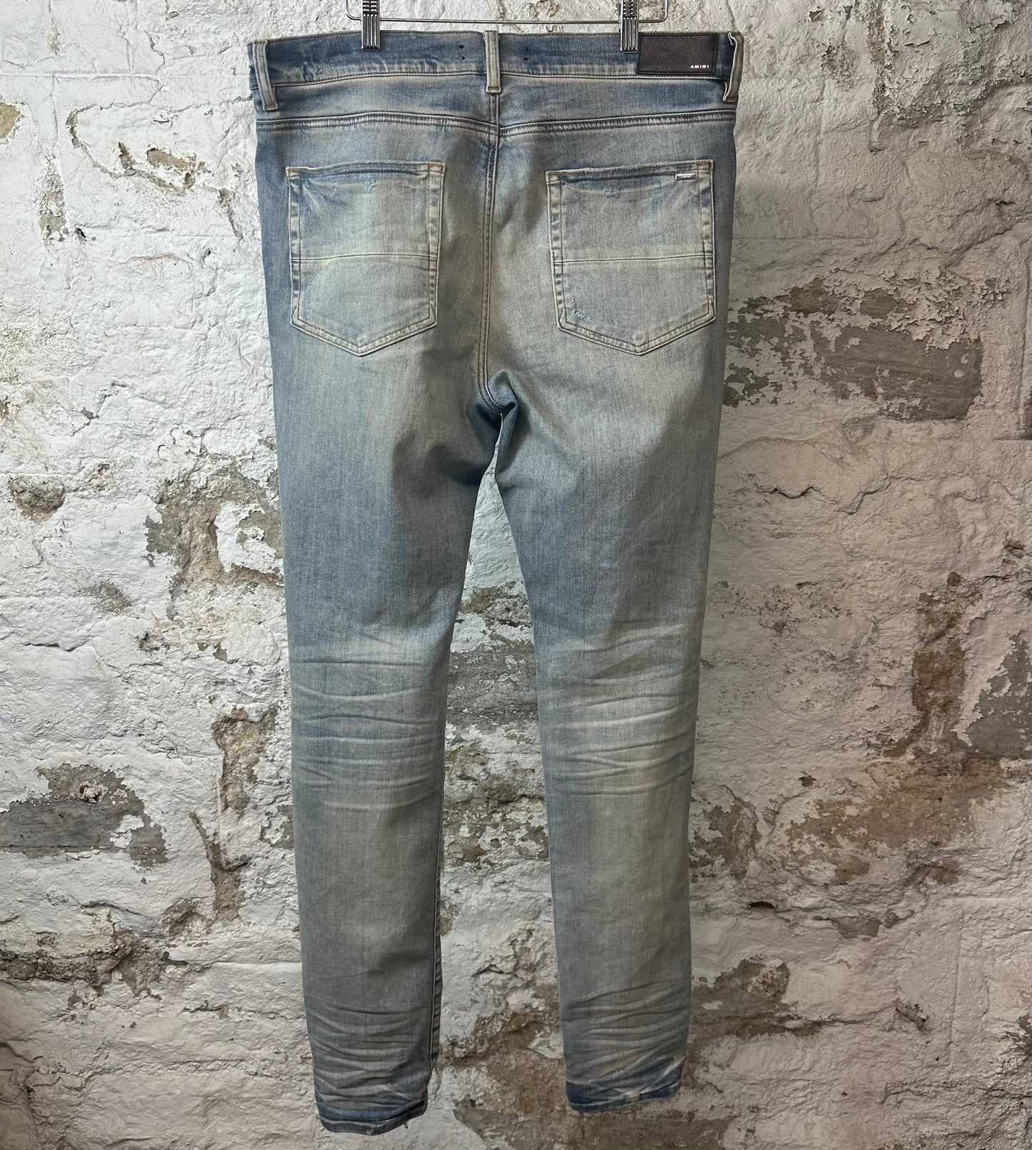 Amiri Multicolor Paisley Patch Blue Denim Jeans Sz 38