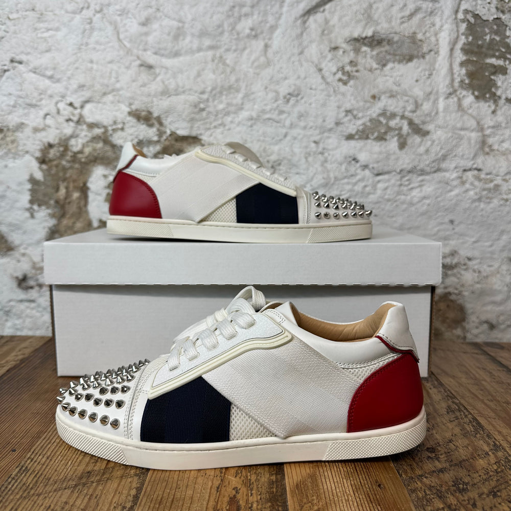 Christian Louboutin Navy Red White Spike Sneaker Sz 6 (38) No Box