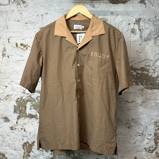 Rhude Mechanic Button Up Shirt Brown Tan Sz XL