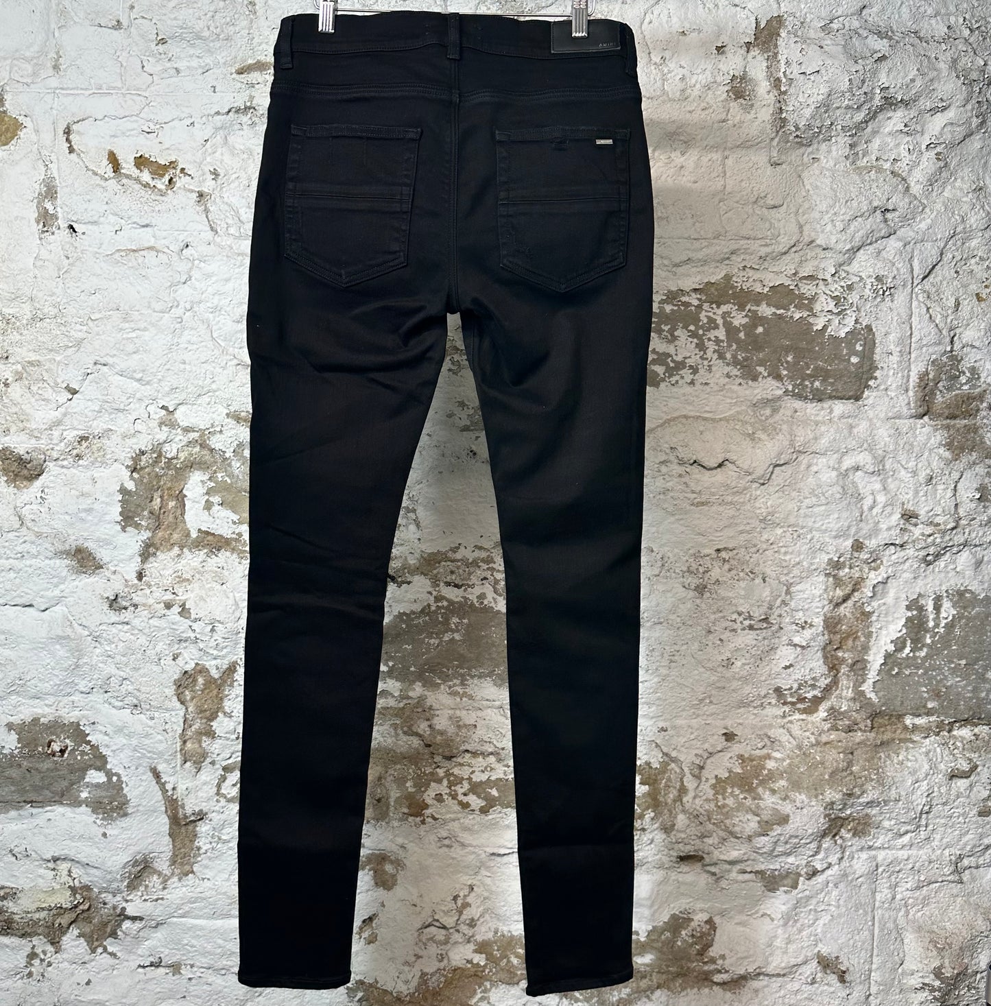 Amiri MX1 Green Leather Black Denim Jeans Sz 30