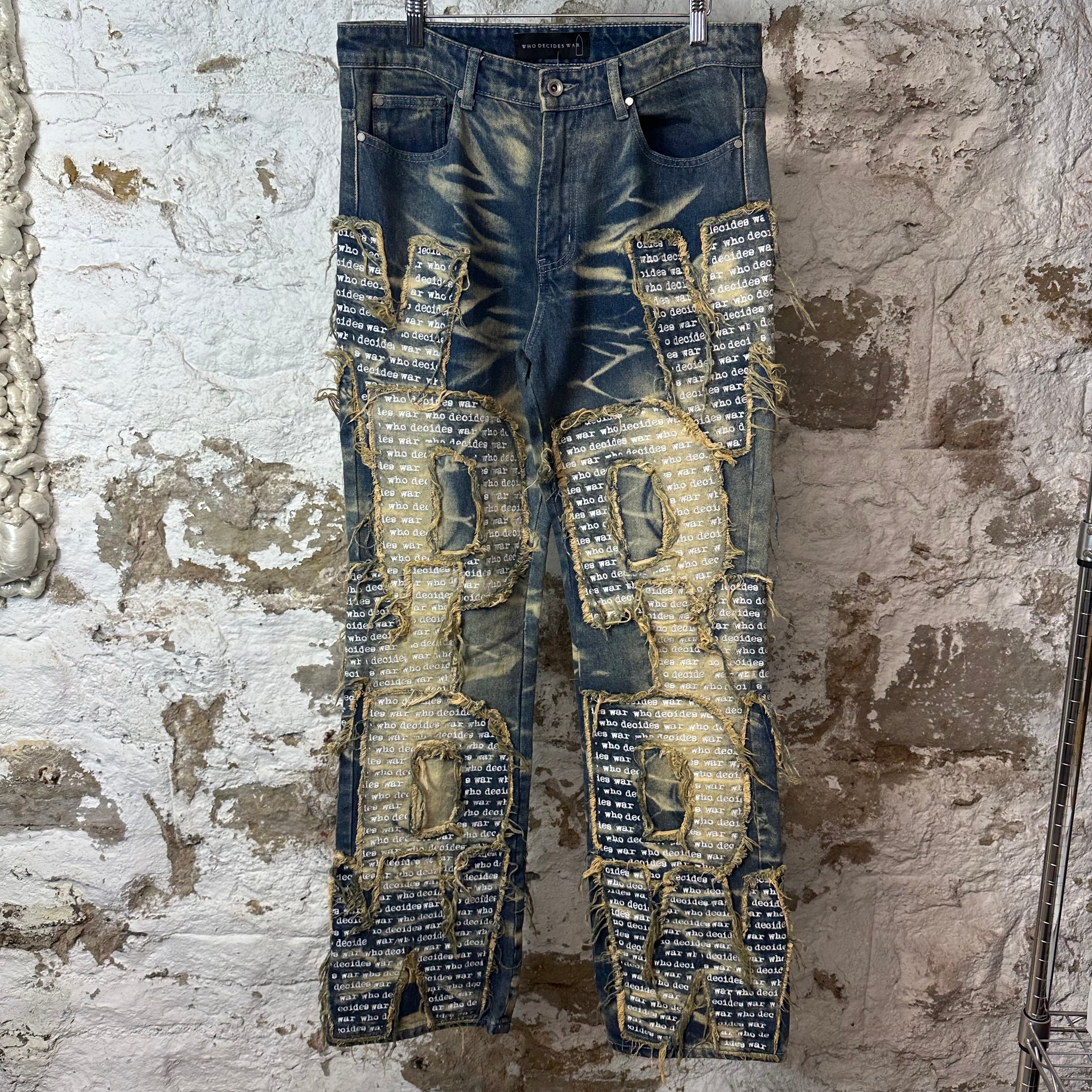 Who Decides War Overlay Scripture Blue Denim Jeans Sz 32