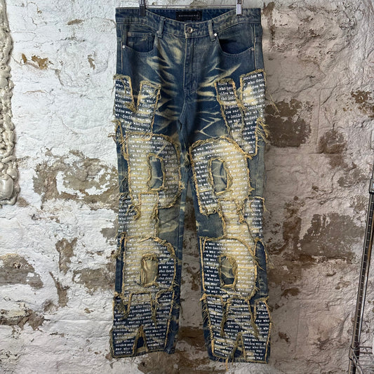 Who Decides War Overlay Scripture Blue Denim Jeans Sz 32