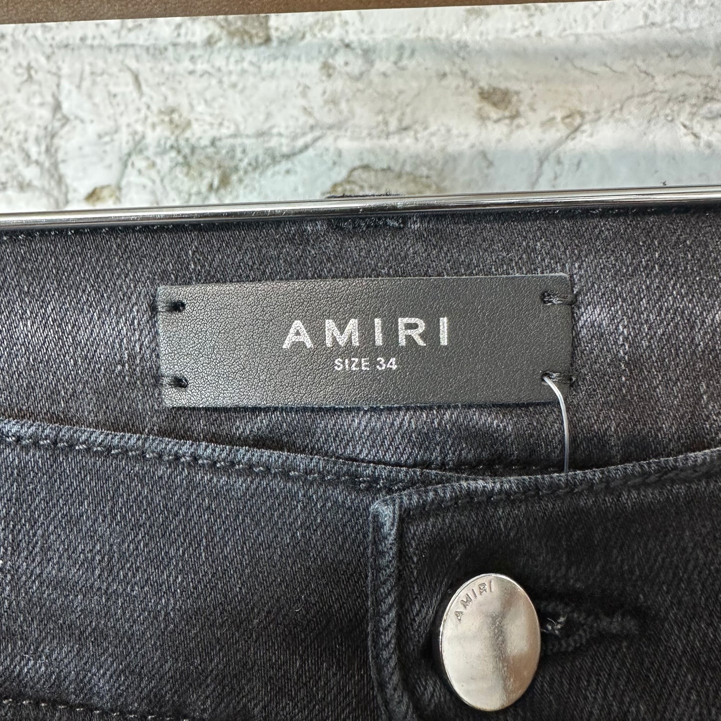 Amiri Embroidered Angel Logo Black Denim Jeans Sz 34