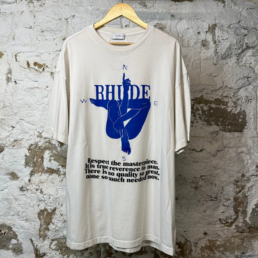 Rhude Blue Logo Spellout T-shirt White Sz XXL
