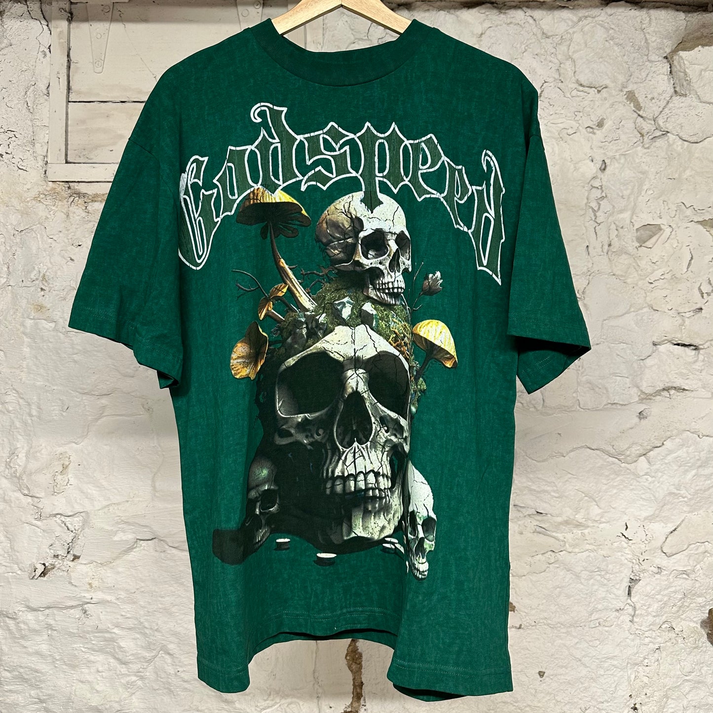 Godspeed Mushroom Skulls Green T-Shirt Sz M