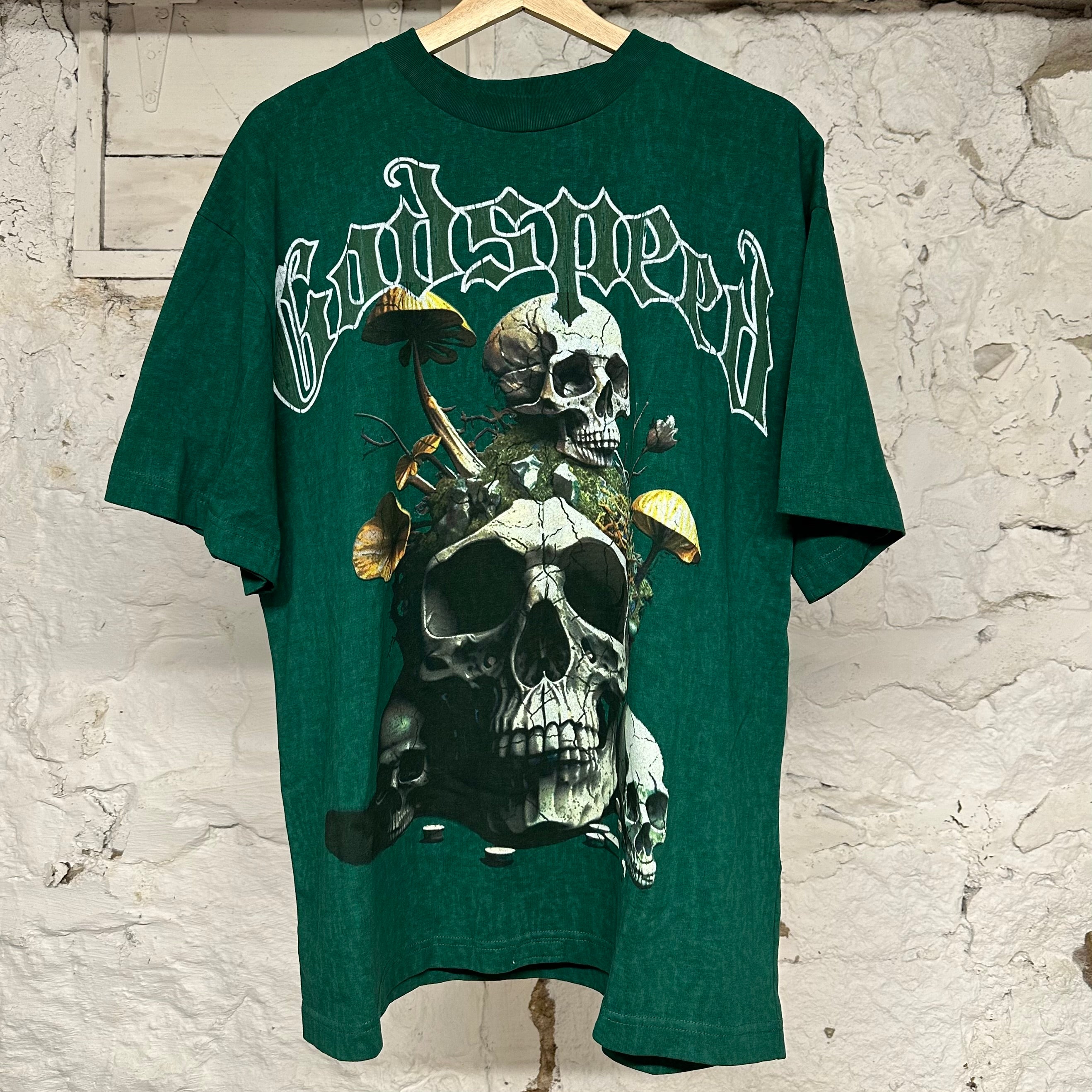 Godspeed Mushroom Skulls Green T-Shirt Sz M