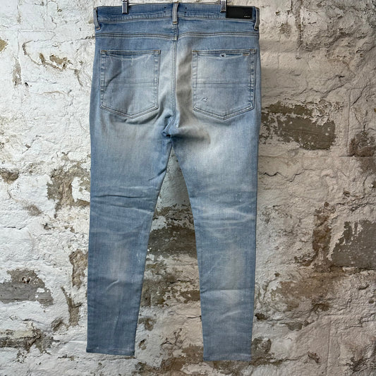 Amiri MX1 Pink Suede Blue Denim Jeans Sz 36