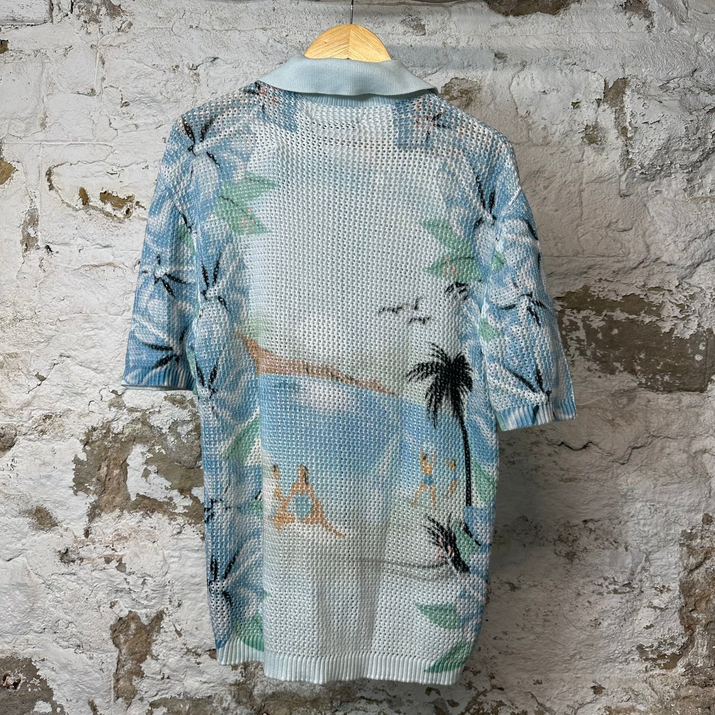 Amiri Resort Club Crotchet Button Up Shirt Cerulean Sz M