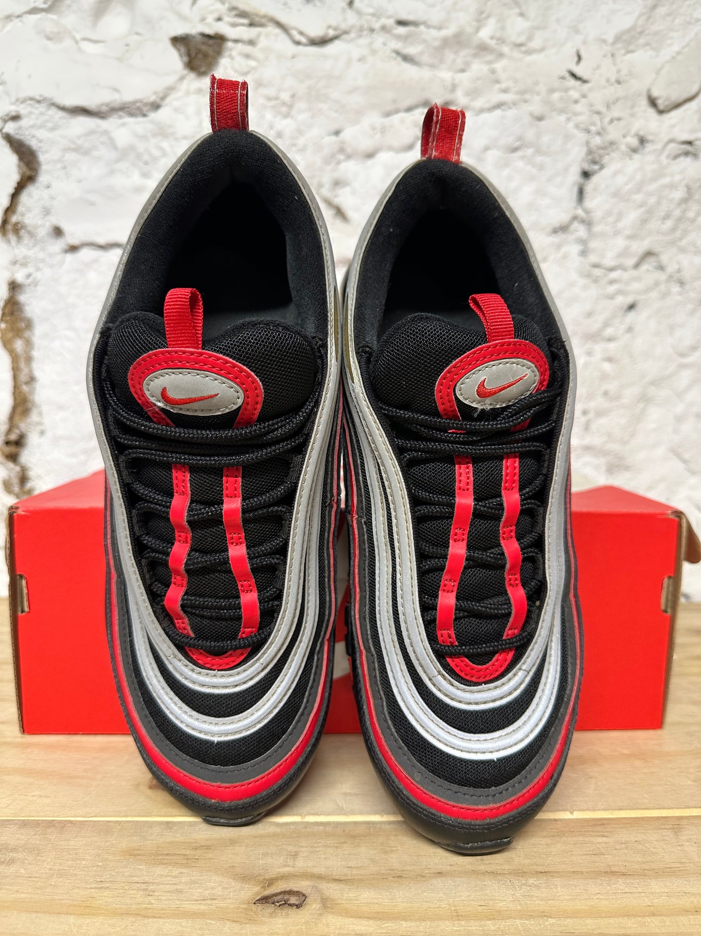 Nike Air Max 97 Black Red Silver Sz 9