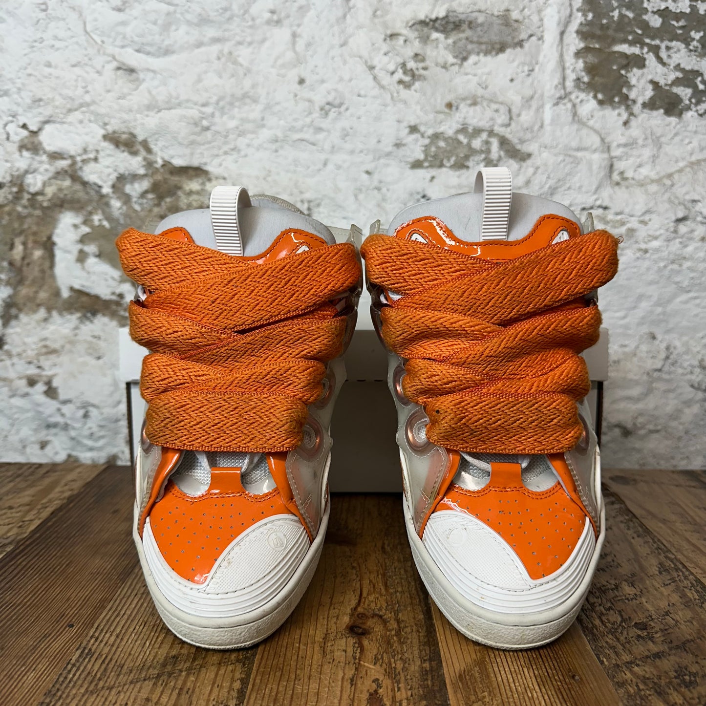 Lanvin Curb Orange Lace White Orange Sneaker Sz 6.5 (39) No Box