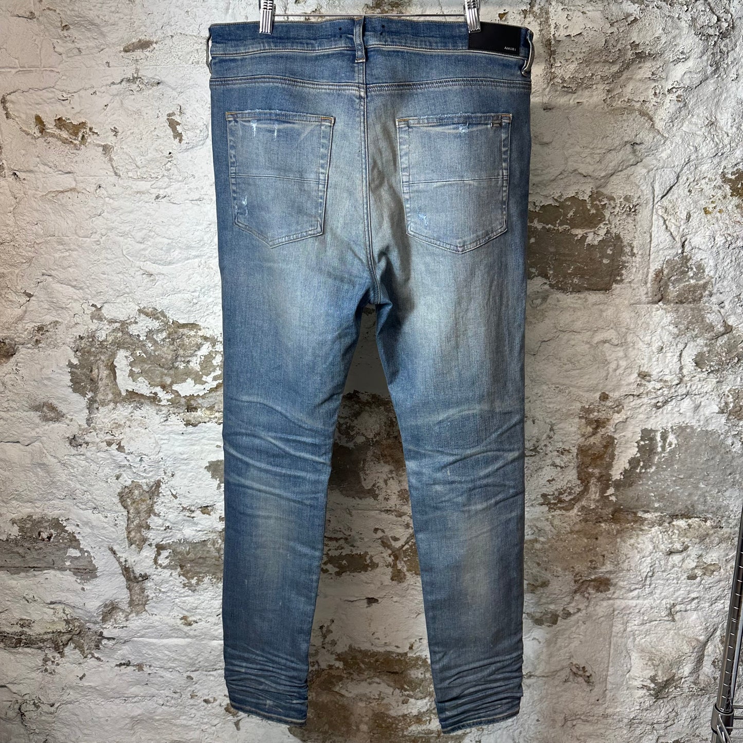 Amiri Plain Blue Distressed Denim Jeans Sz 40