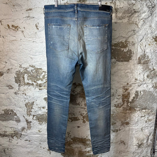 Amiri Plain Blue Distressed Denim Jeans Sz 40