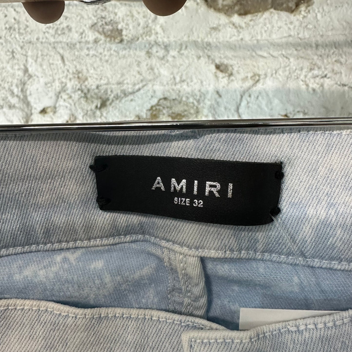 Amiri MX1 Blue Leather Mineral Blue Denim Jeans Sz 32