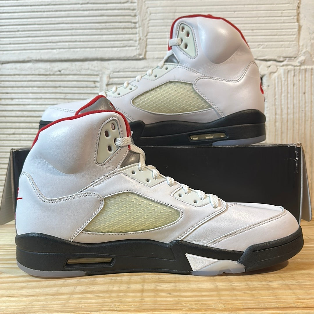 Air Jordan 5 Fire Red Silver Tongue Sz 12