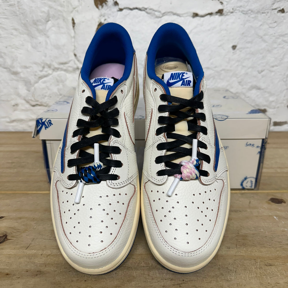 Air Jordan 1 Low Fragment Travis Scott Sail Military Blue Sz 11 DS