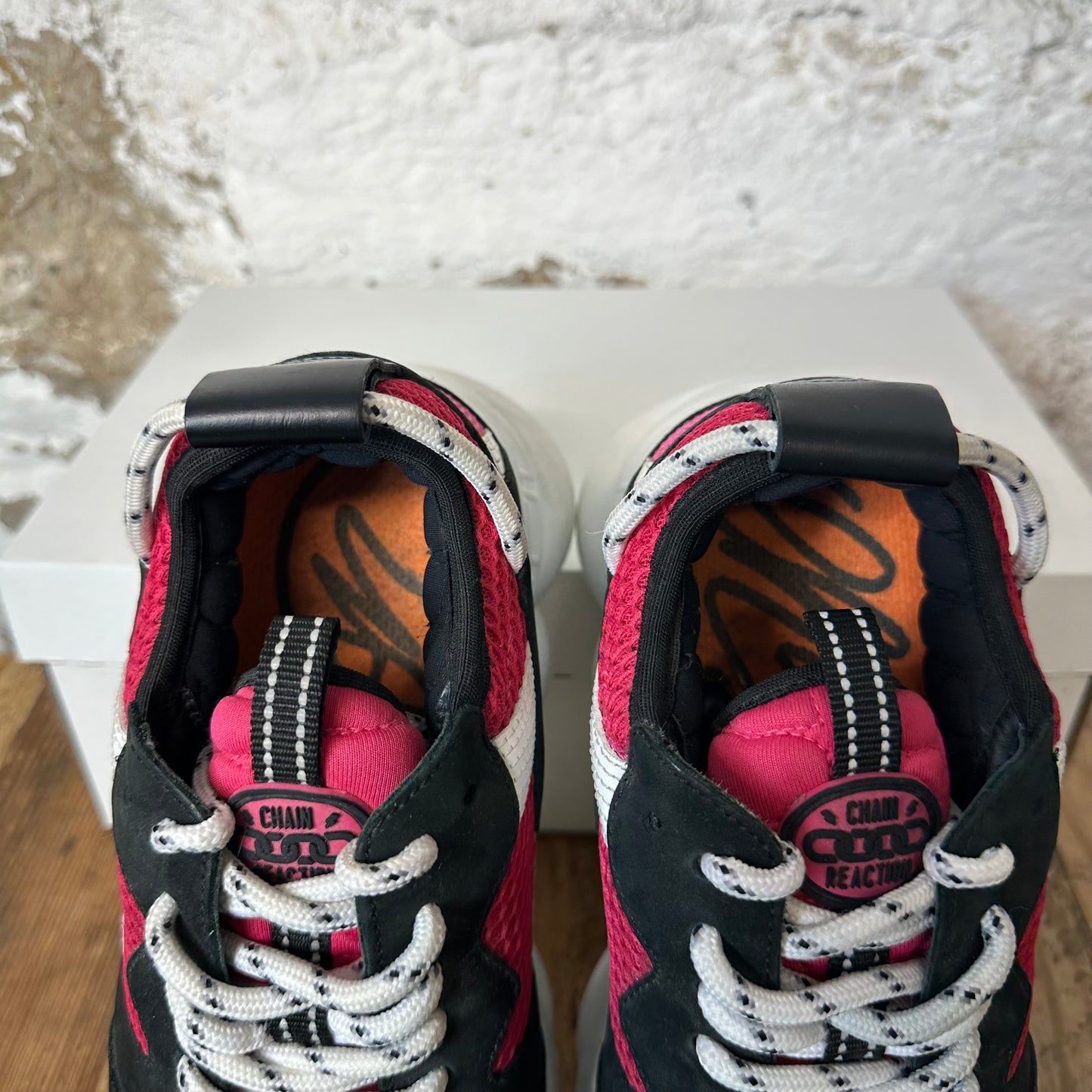 Versace Chain Reaction Black Pink White Sneaker Sz 6.5 (39) No Box