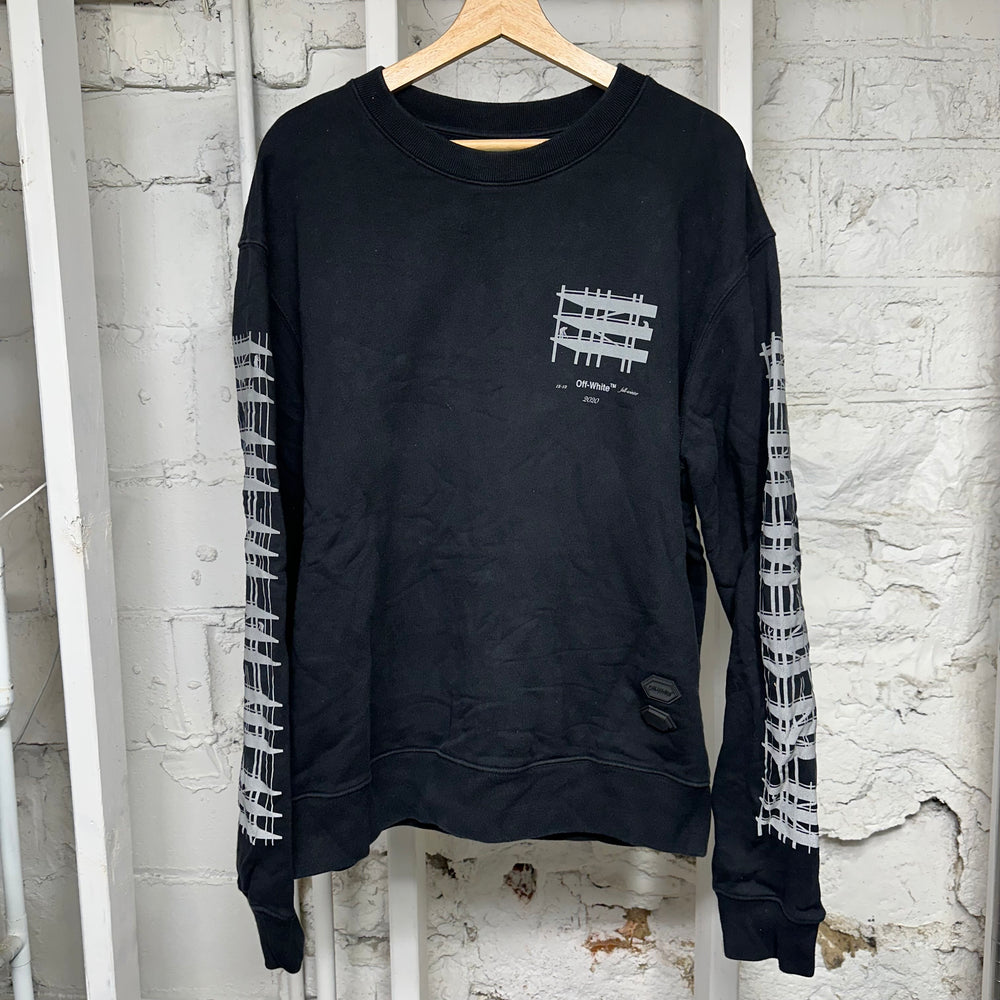 Off-White Black Grey Construction Crewneck Sz L