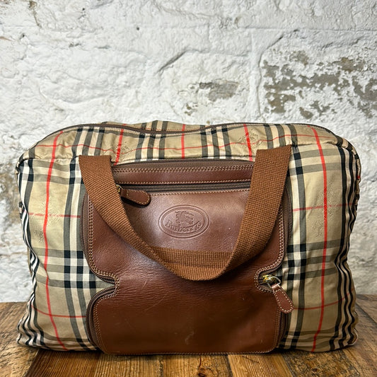 Burberry Plaid Packable Duffle Bag
