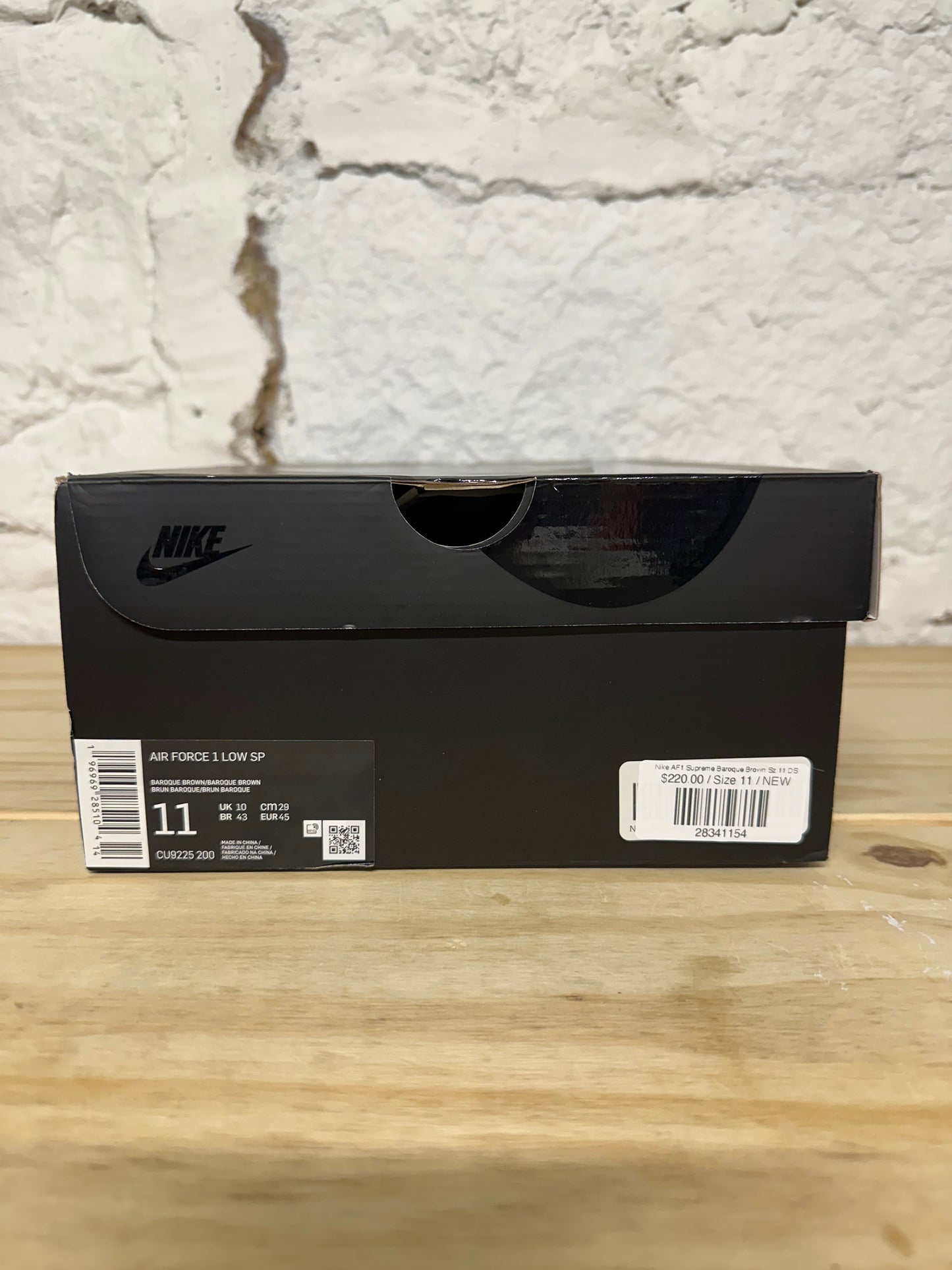 Nike Air Force 1 Low Supreme Baroque Brown Sz 11 DS