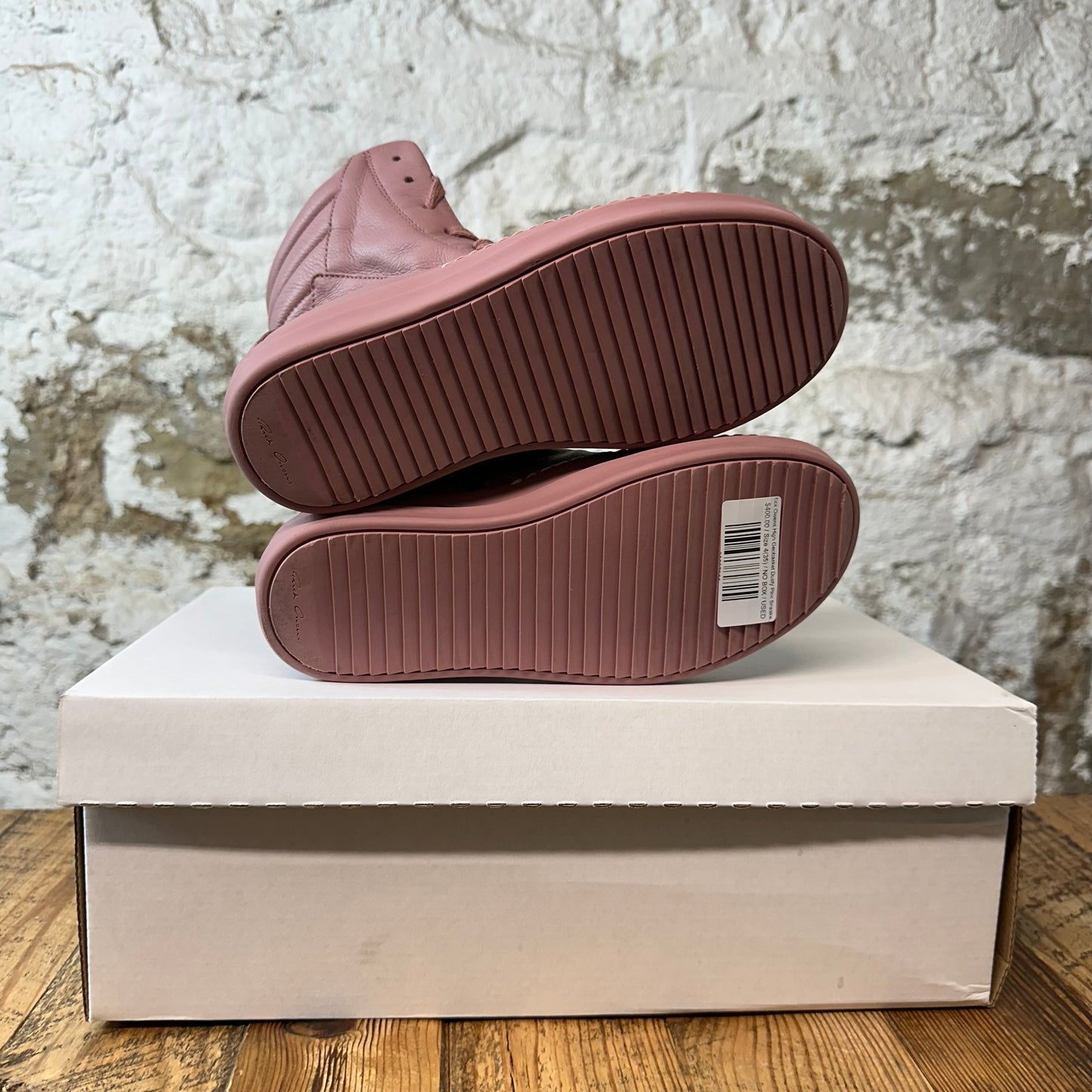 Rick Owens High Geobasket Dusty Pink Sneaker Sz 4 (35)